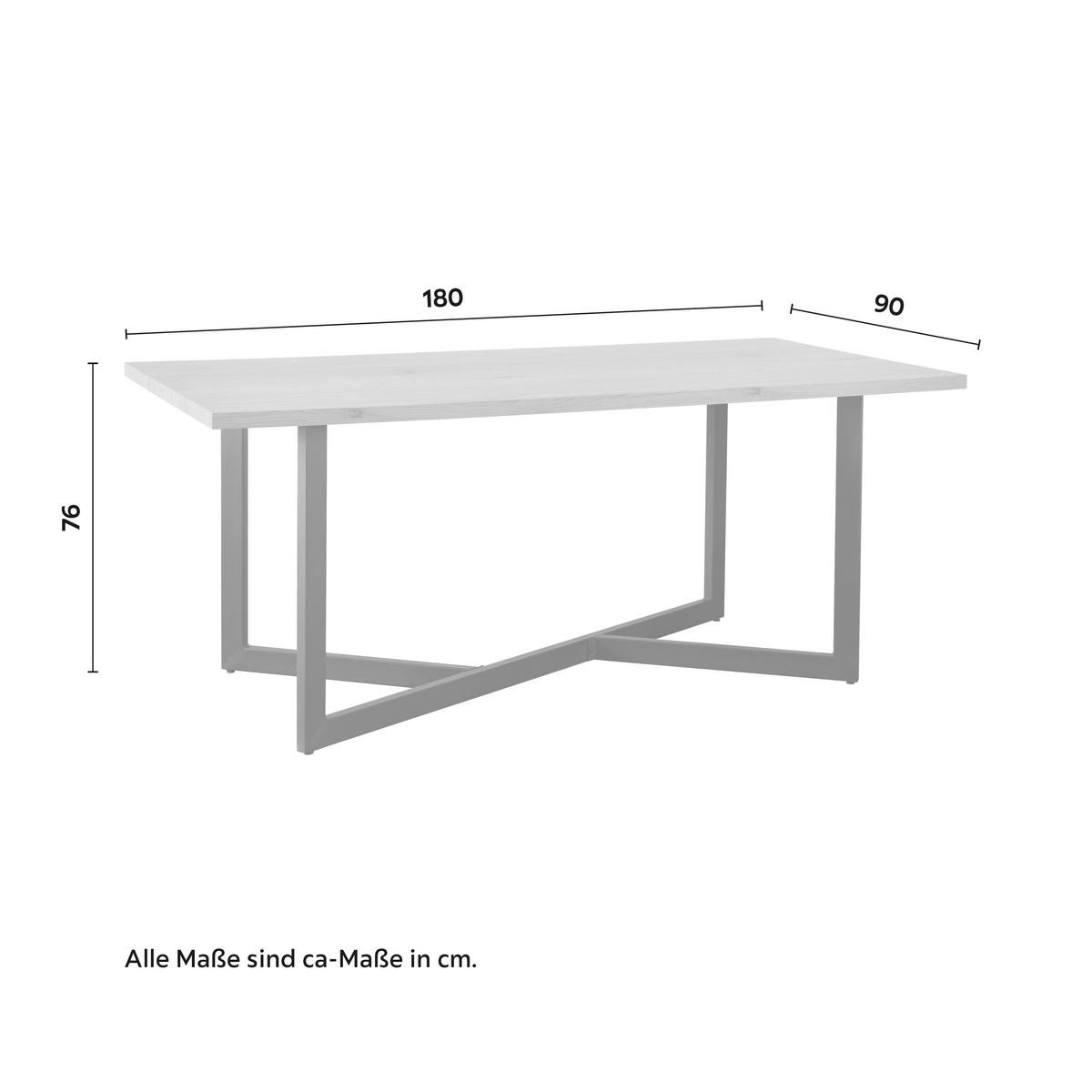 Jídelní stůl AVOLA dub 180x76x90 cm - černá/barvy dubu, Moderní, kov/kompozitní dřevo (180/90/76cm) - Bessagi Home