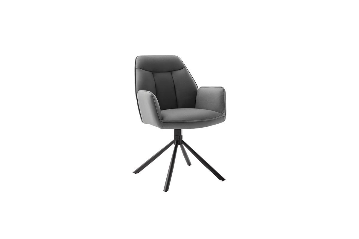 Armlehnstuhl Rafaela Textil Anthrazit 180° drehbar - Anthrazit/Schwarz, Trend, Textil/Metall (62/89/64cm)