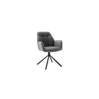 Armlehnstuhl Rafaela Textil Anthrazit 180° drehbar - Anthrazit/Schwarz, Trend, Textil/Metall (62/89/64cm)