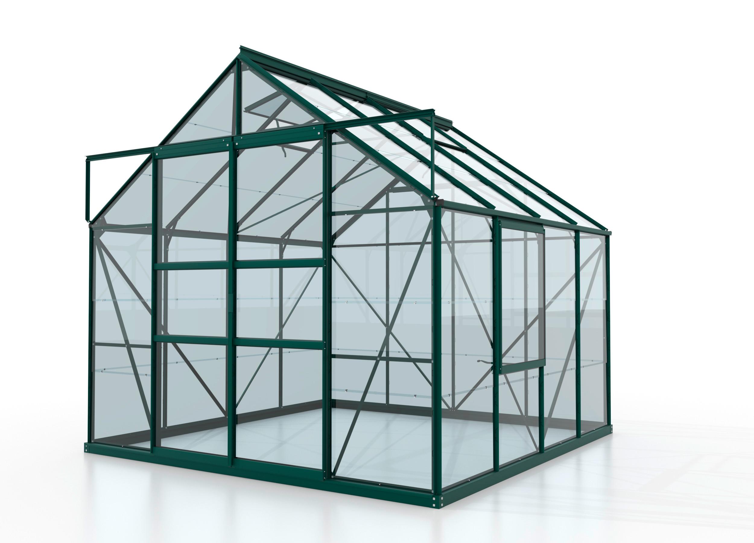 Klassisches Gewächshaus mit Giebeldach und Doppel-Schiebetür