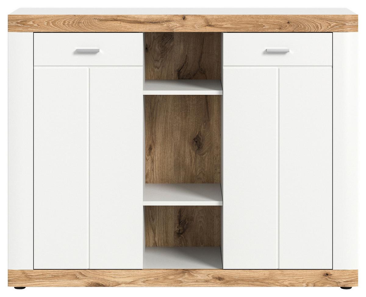 Kommode Laredo Weiß Nox Oak Dekor B: 104 cm - KONVENTIONELL, Holzwerkstoff (104/131/40cm) - MID.YOU