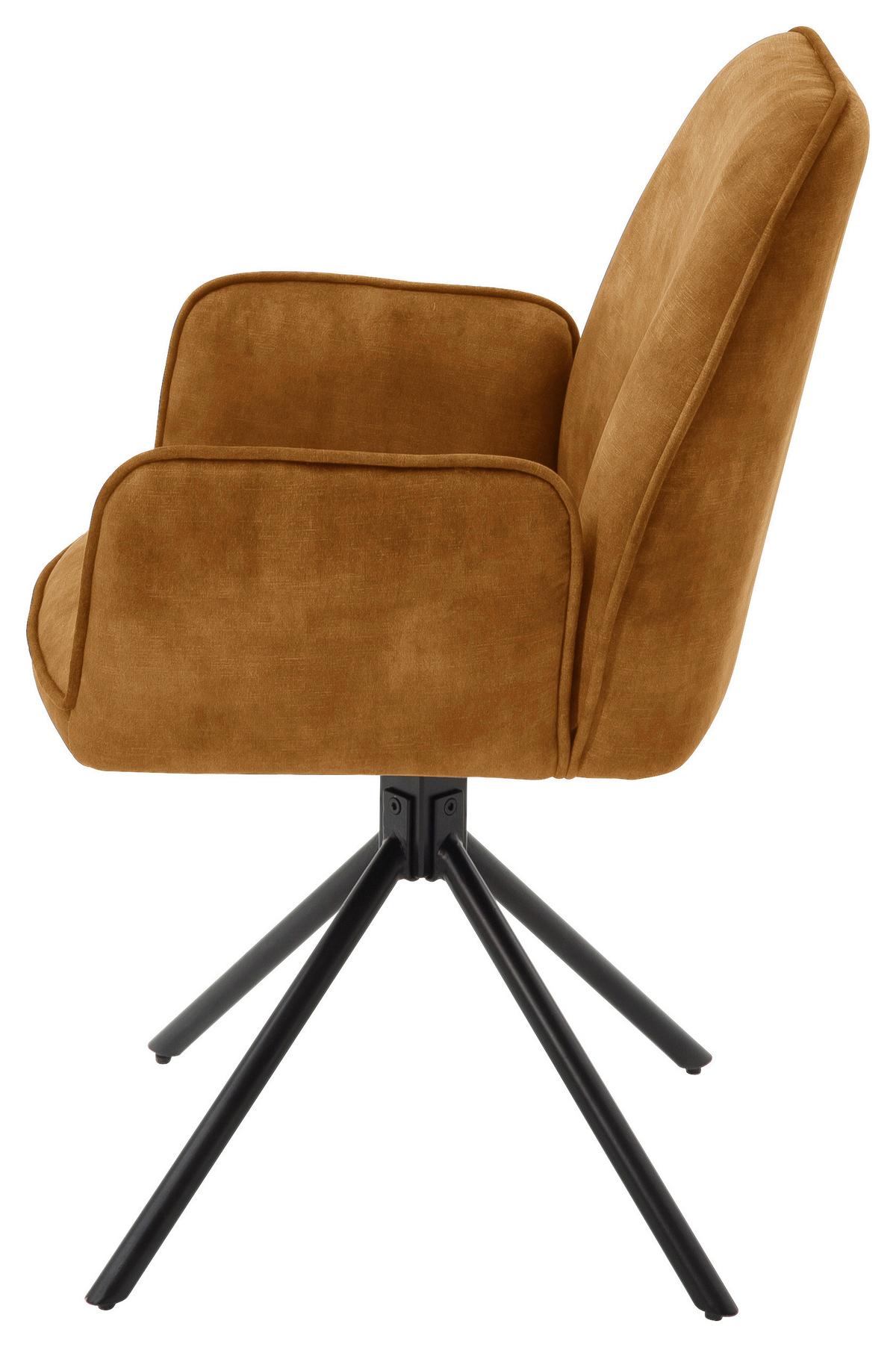 ŽIDLE S PODRUČKAMI OTTAWA - curry žlutá/černá, Moderní, kov/textil (60/89/64cm) - Premium Living