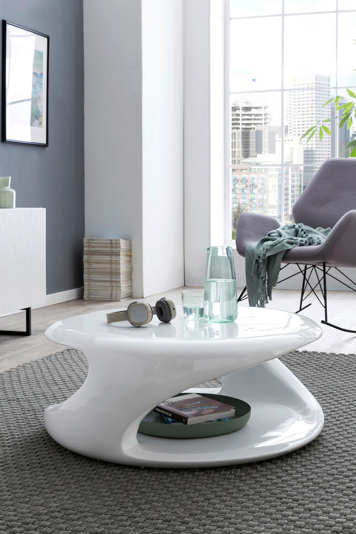 Couchtisch Weiß Hochglanz L: 80 Cm - Weiß Hochglanz, Design, Kunststoff (80/80/33cm) - Livetastic