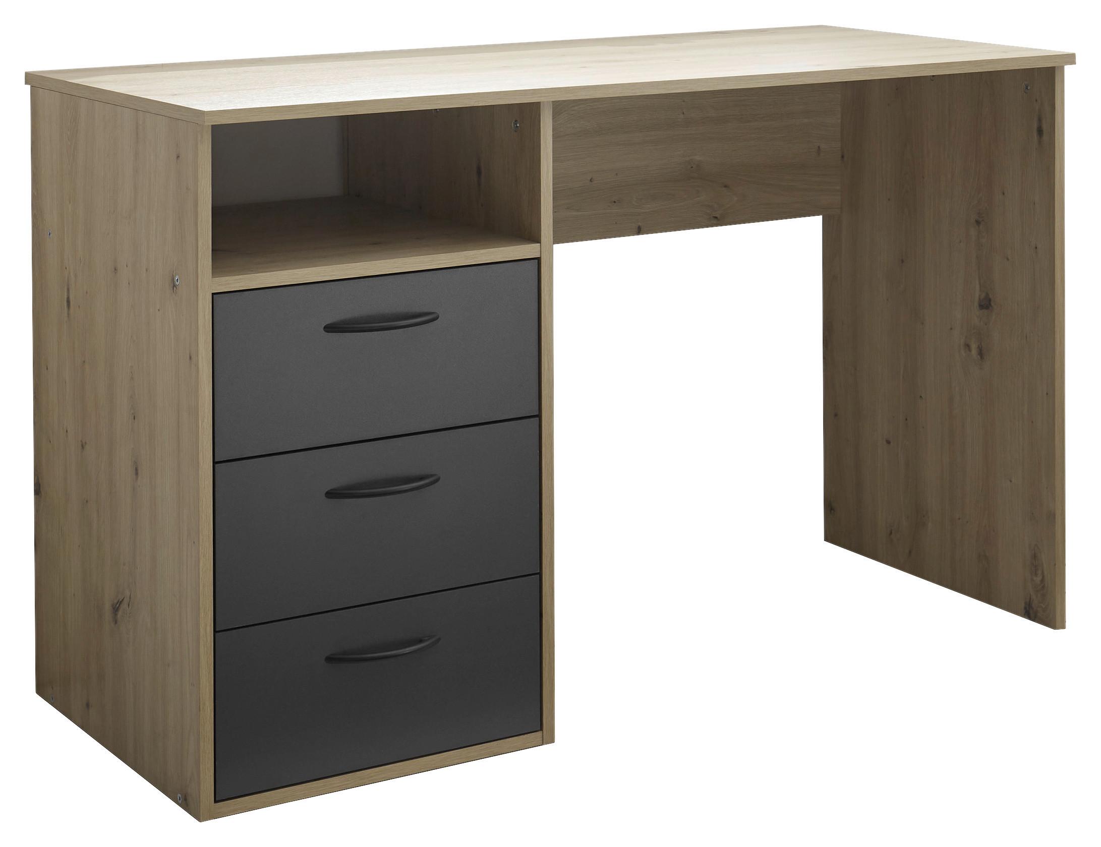Schreibtisch Liam - Graphitfarben/Eiche Artisan, KONVENTIONELL, Holzwerkstoff (120/54/75cm)