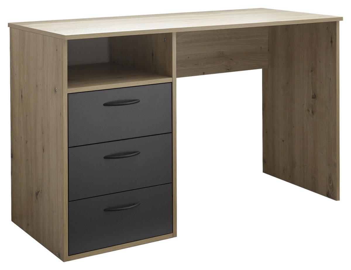 Íróasztal Liam - grafitszürke/Artisan tölgy, Konventionell, faalapú anyag (120/54/75cm)