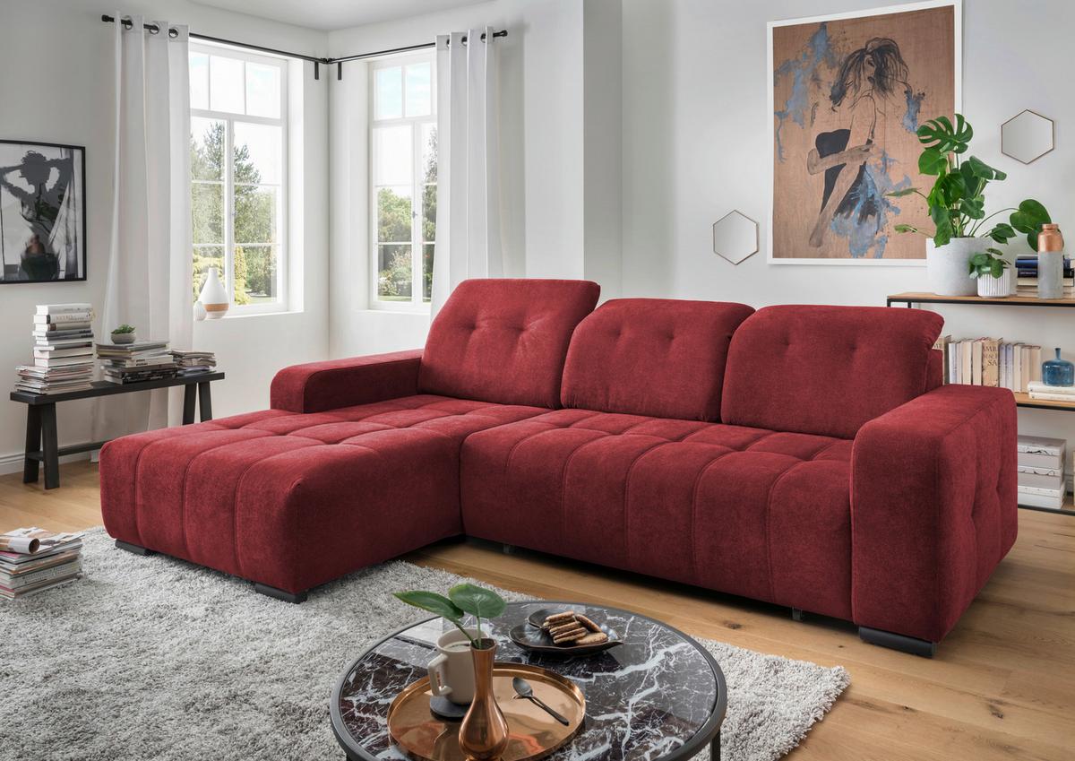 Ecksofa Vicari Rot S: 292x185 Cm - Rot/Schwarz, MODERN, Textil (292/185cm) - Livetastic