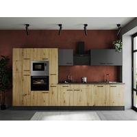 Küchenblock Oliver Artisan Dekor, Grau B: 370 Cm - Eiche Artisan/Grau, Design, Holzwerkstoff (370cm) - Respekta
