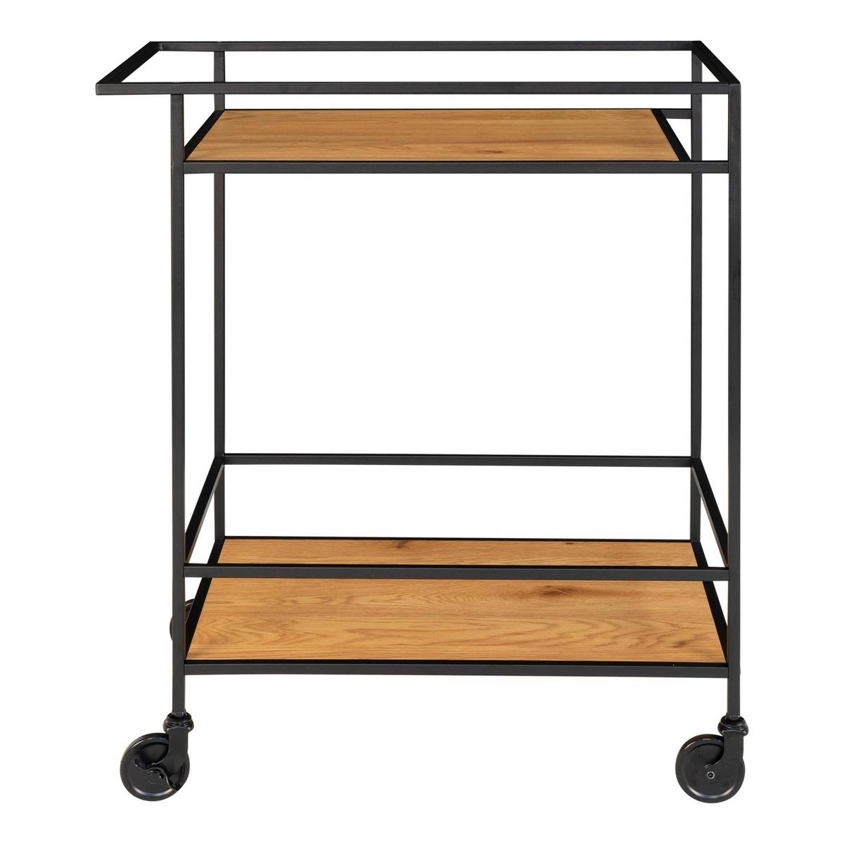 Servierwagen Vita Schwarz/hellbraun B: 40cm - Hellbraun/Schwarz, Basics, Holzwerkstoff/Metall (40/79/68cm)