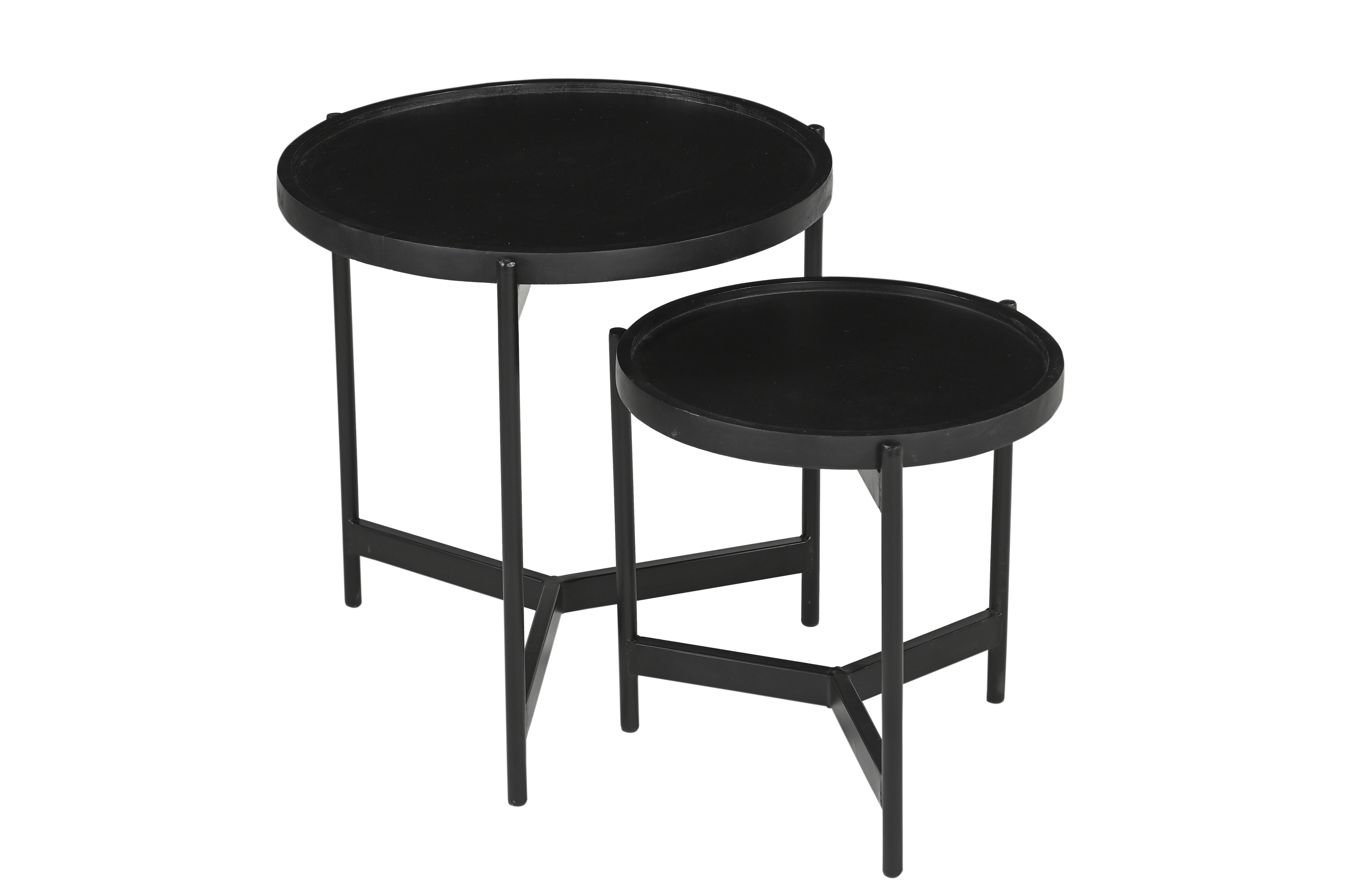 Beistelltischset Schwarz B: 45-35 Cm - Schwarz, Design, Holz/Metall (45-35/45-35/45-35cm) - MID.YOU