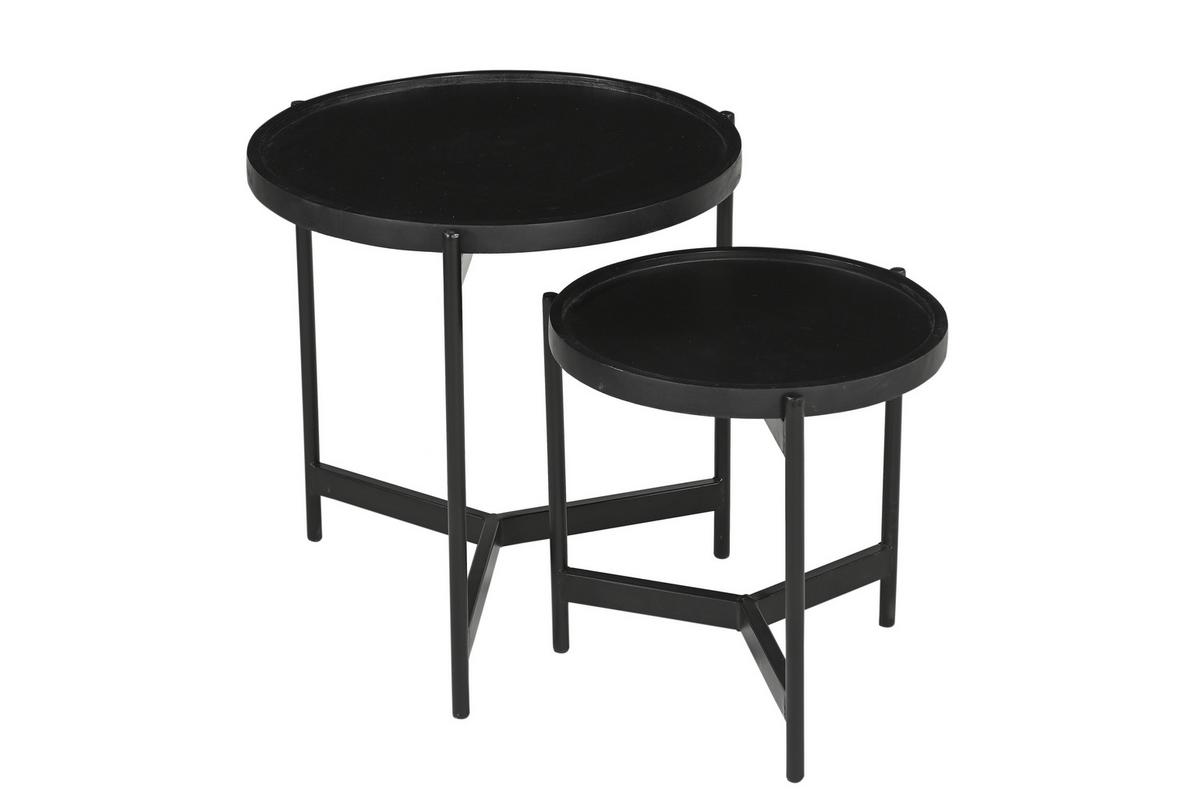Beistelltischset Schwarz B: 45-35 Cm - Schwarz, Design, Holz/Metall (45-35/45-35/45-35cm) - MID.YOU