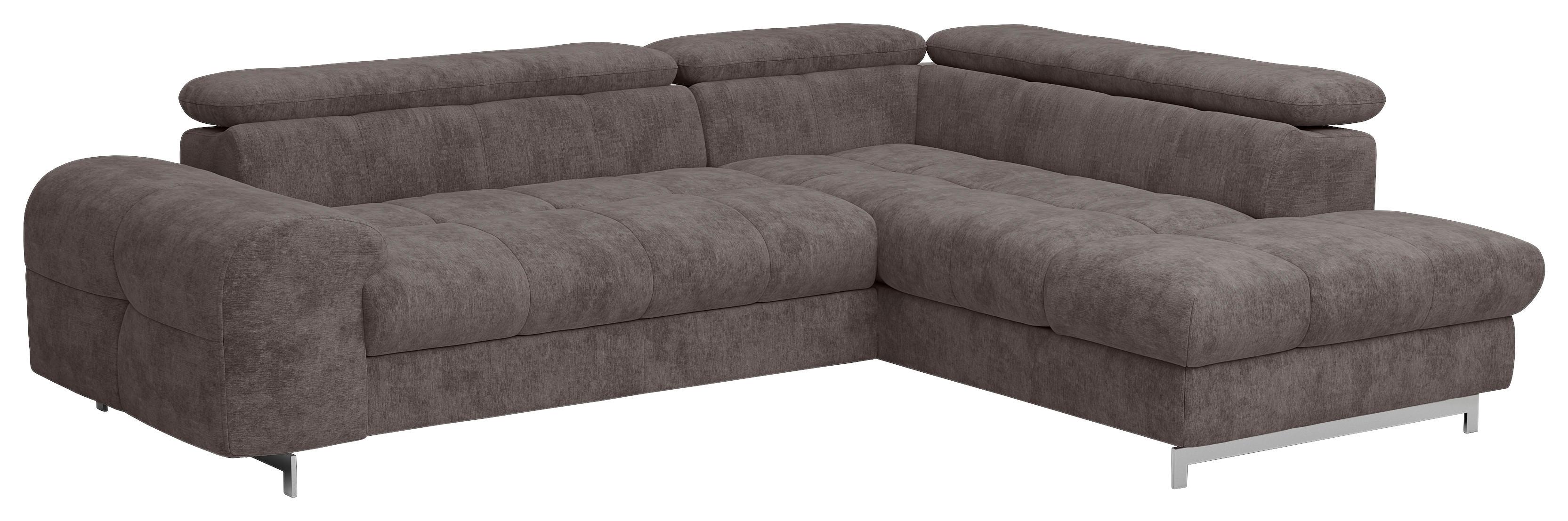 Ecksofa Mit Schlaffunktion Cloud + Dunkelbraun - Chromfarben/Dunkelbraun, KONVENTIONELL, Textil (257/206cm) - Livetastic