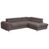 Ecksofa Mit Schlaffunktion Cloud + Dunkelbraun - Chromfarben/Dunkelbraun, KONVENTIONELL, Textil (257/206cm) - Livetastic