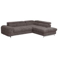 Ecksofa Mit Schlaffunktion Cloud + Dunkelbraun - Chromfarben/Dunkelbraun, KONVENTIONELL, Textil (257/206cm) - Livetastic