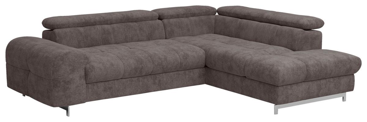 Ecksofa Mit Schlaffunktion Cloud + Dunkelbraun - Chromfarben/Dunkelbraun, KONVENTIONELL, Textil (257/206cm) - Livetastic