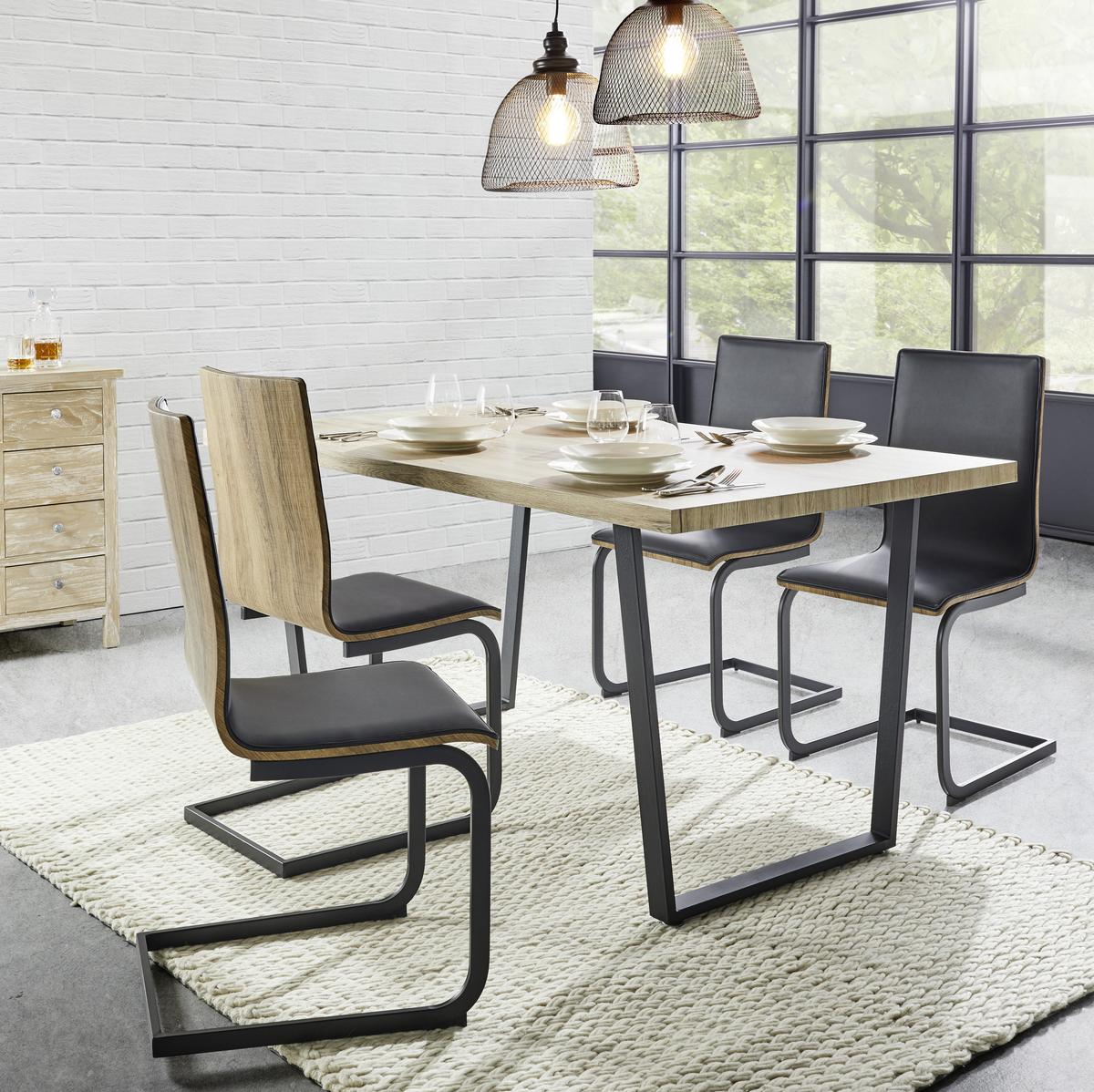 Jedálenský stôl Dave 160x90 cm - čierna/farba duba, Modern, kov/drevo (160/90/76cm) - Modern Living