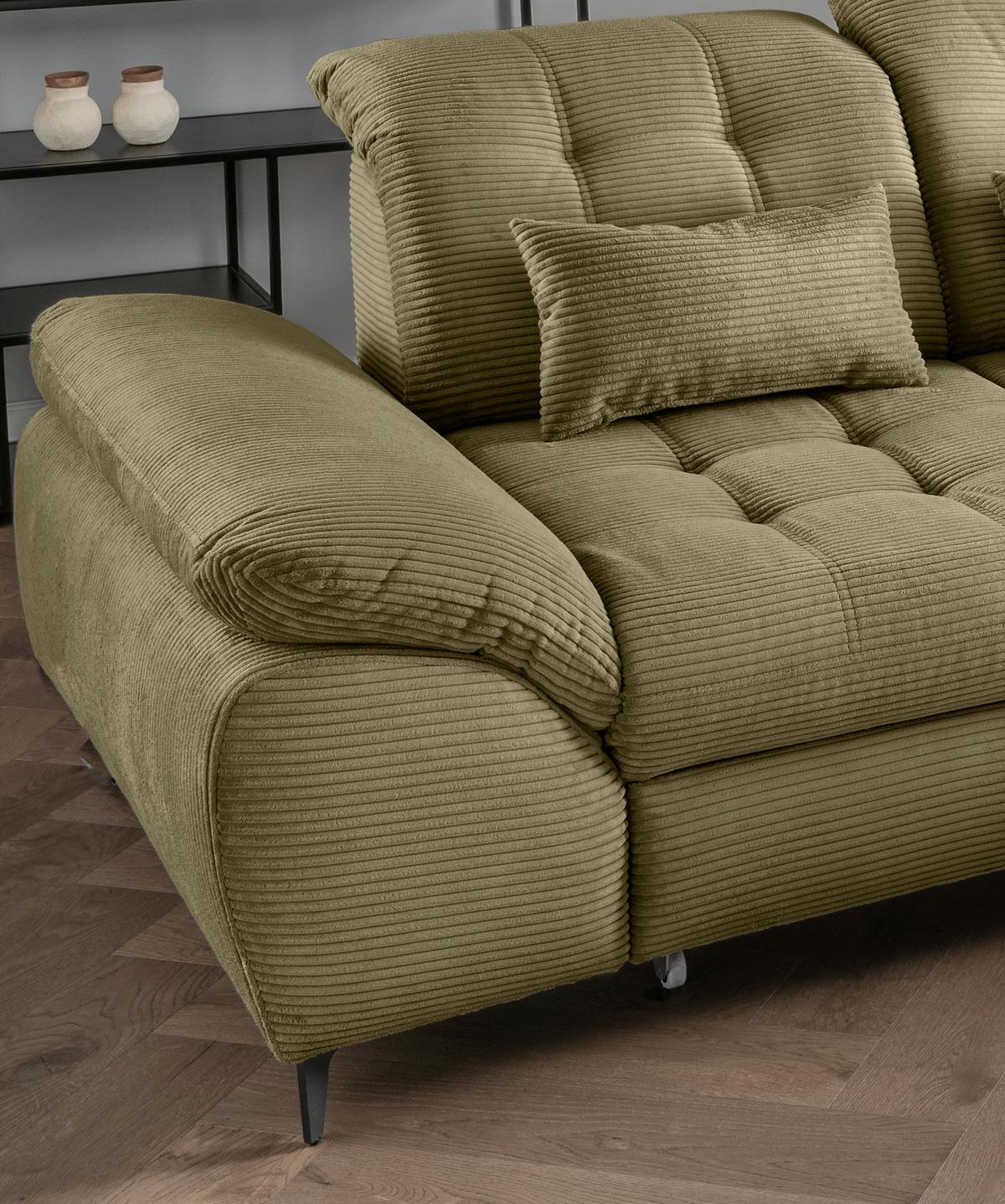 Eckschlafsofa Delphino Goldfarben S: 273x189 cm - Schwarz/Olivgrün, MODERN, Textil (273/189cm) - Livetastic