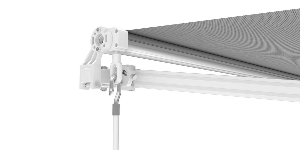 Gelenkarmmarkise 350x250 cm Grau/Weiß, Decken-/Wandmontage - Weiß/Grau (350/250cm) - Schwöller