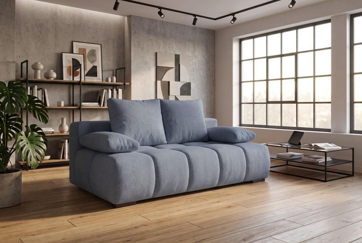 Boxspringová pohovka BOB, modrá ženilka - modrá/čierna, Konventionell, kompozitné drevo/textil (209/105cm) - Based