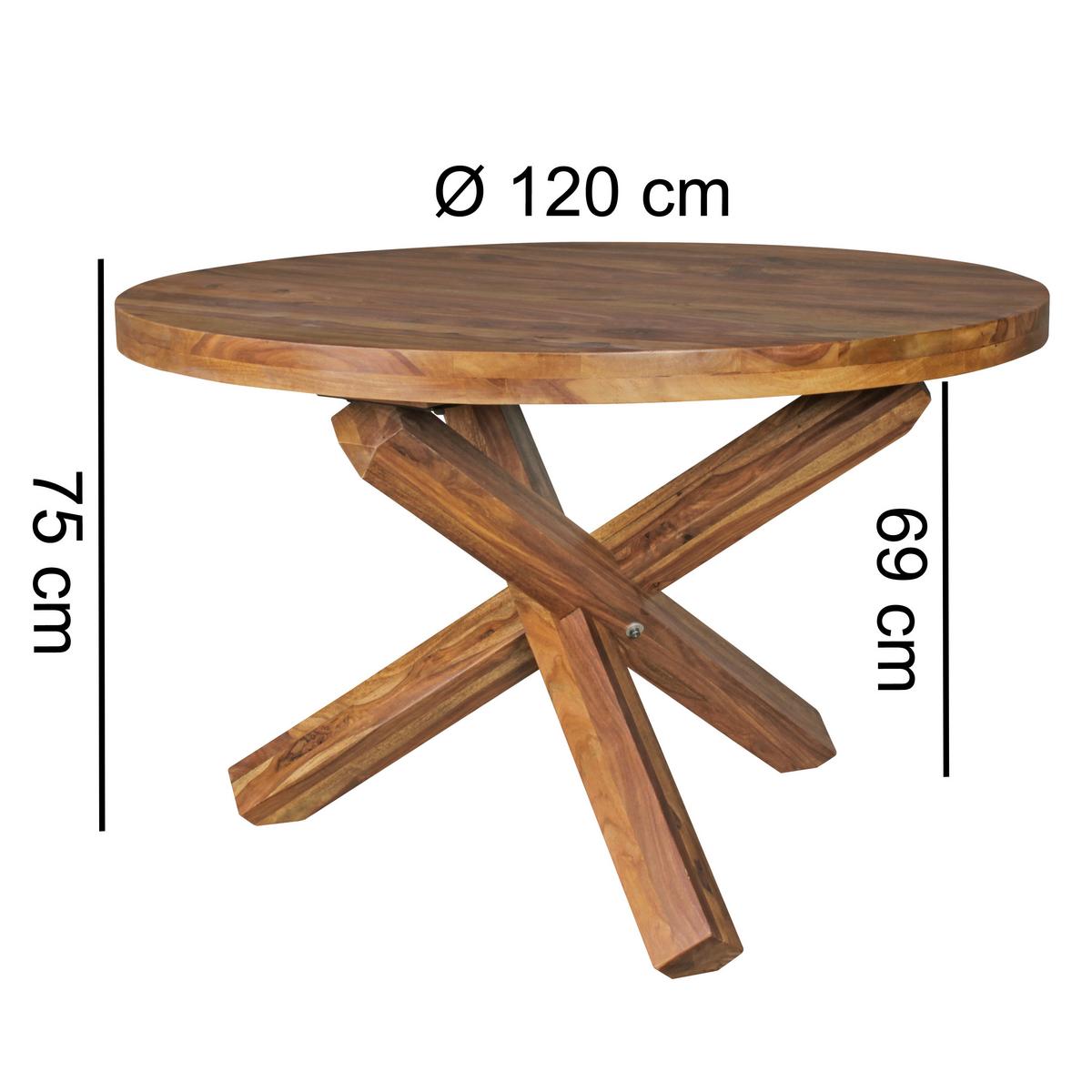 Esstisch Wl5.055 - Sheeshamfarben, Design, Holz (120/120/75cm) - MID.YOU