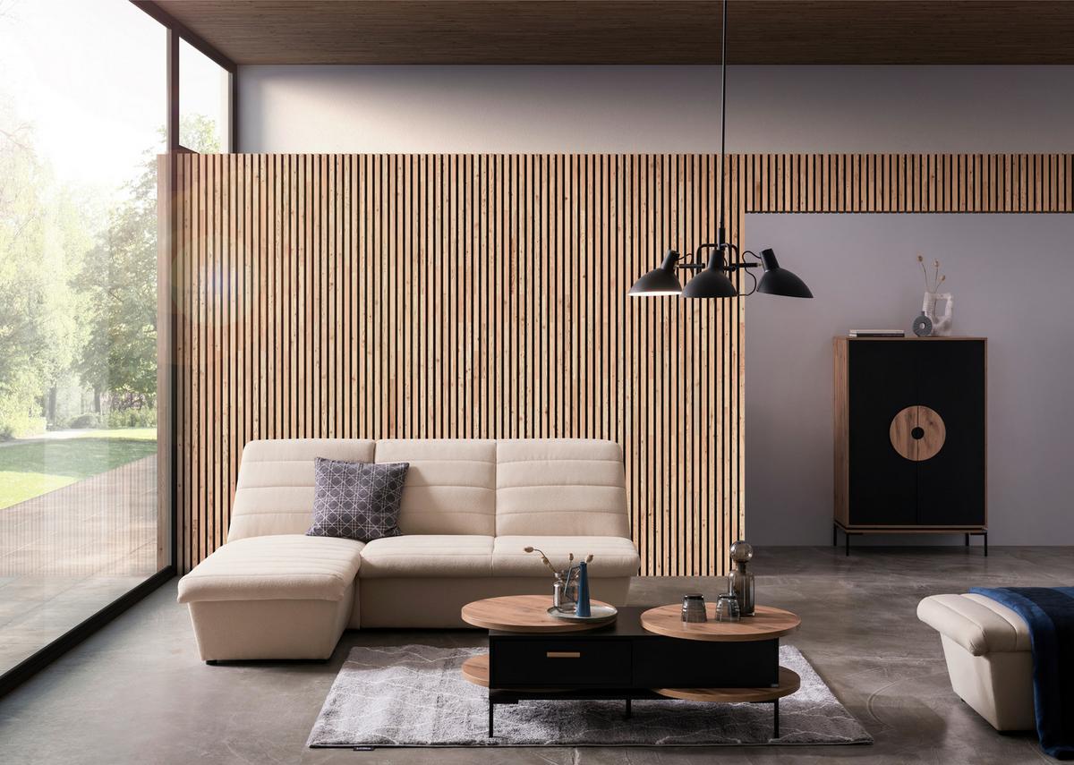 Ecksofa Looks Viii - Creme/Schwarz, Design, Textil (168/214cm) - LOOKS by W.Joop