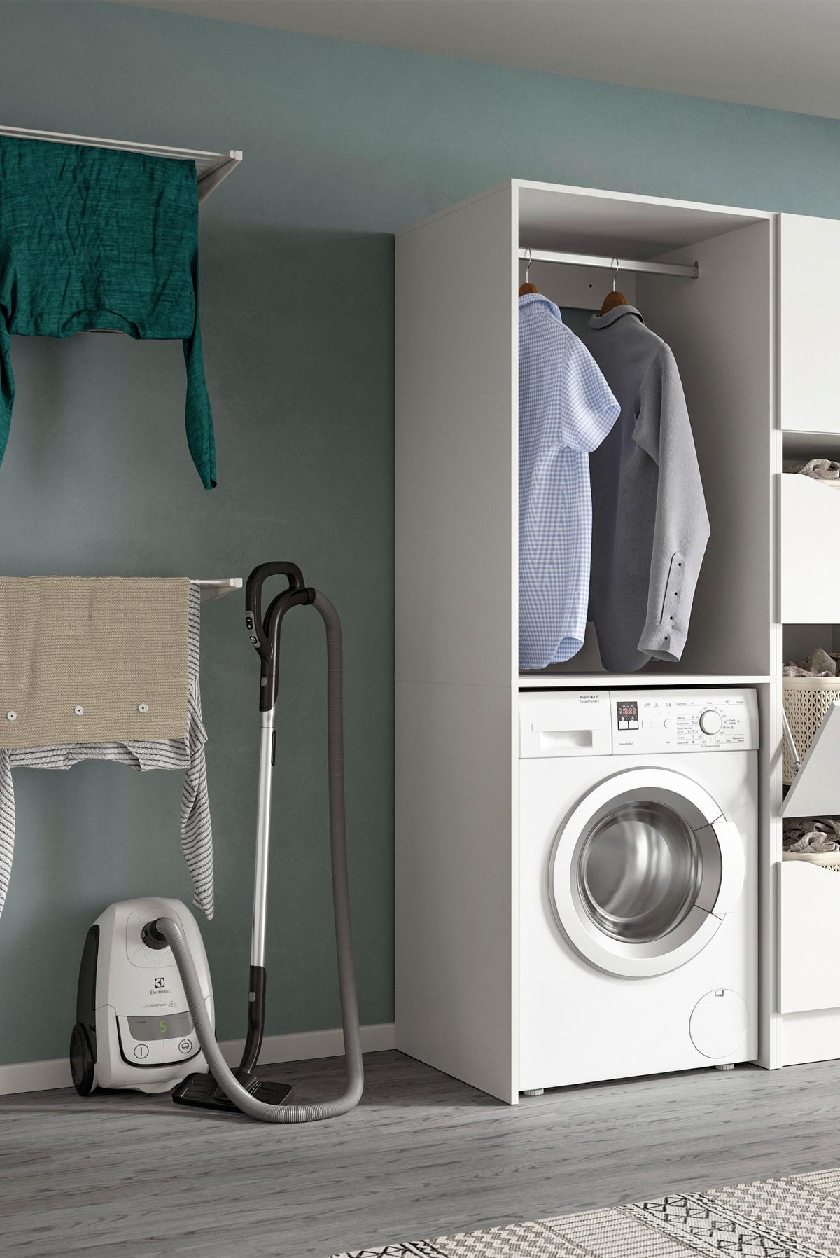 Waschmaschinenschrank Free Weiß B: 66cm - Weiß, Basics, Holzwerkstoff (66/195/60cm) - MID.YOU