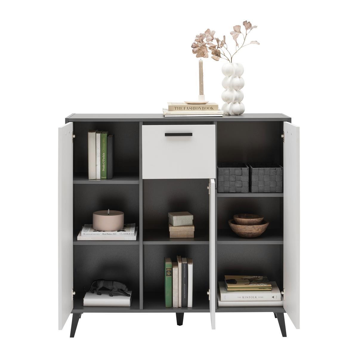 Komoda IBIZA antracit/bílá - černá/kašmírová, Konvenční, kompozitní dřevo/plast (107/92/33cm) - Mömax
