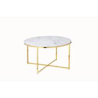 Couchtisch Weiß/goldfarben D: 80 Cm - Goldfarben/Weiß, Design, Glas/Metall (80/80/45cm) - Livetastic