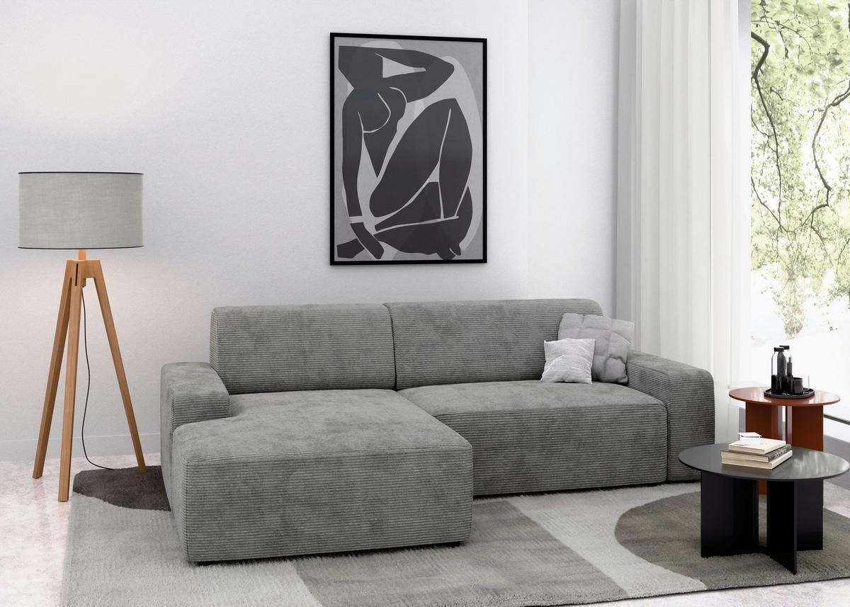 Ecksofa Wien, Grau S: 162x246 cm - Schwarz/Grau, MODERN, Textil (162/246cm) - Trendmanufaktur