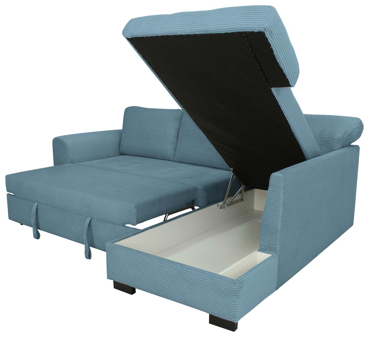 Ecksofa John Hellblau S: 239x178 cm - Schwarz/Hellblau, Trend, Textil (239/178cm)