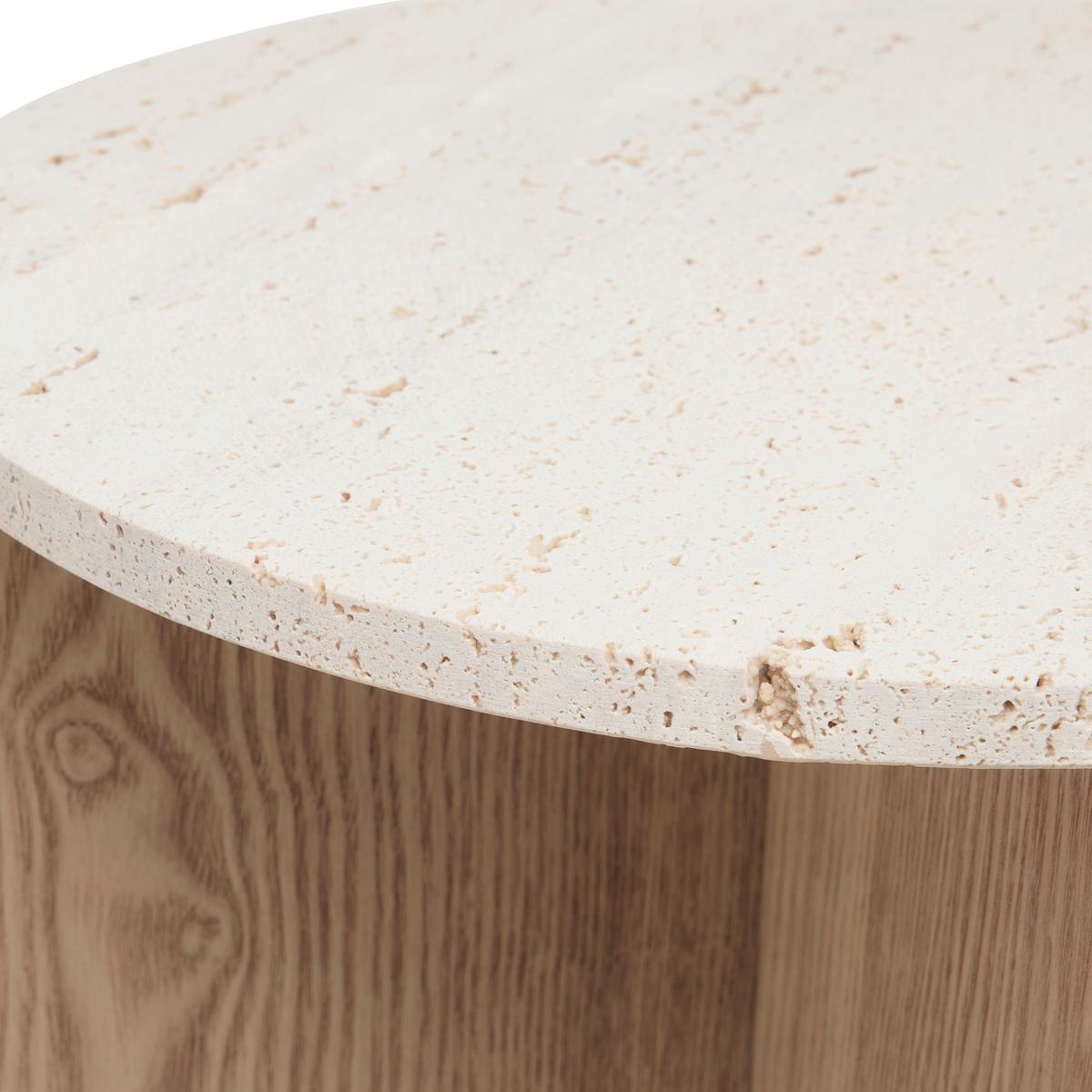 Príručný stolík MATERA p. 34 cm - prírodná farba, Modern, kompozitné drevo/kameň (34/54cm) - Premium Living