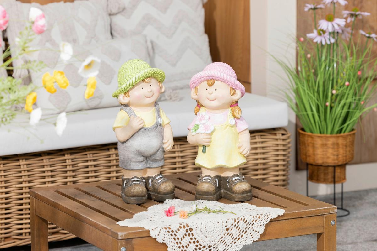 Dekofigur Kind Johann -Paz- - Grau/Grün, KONVENTIONELL, Stein (17/13,5/38,5cm) - Luca Bessoni