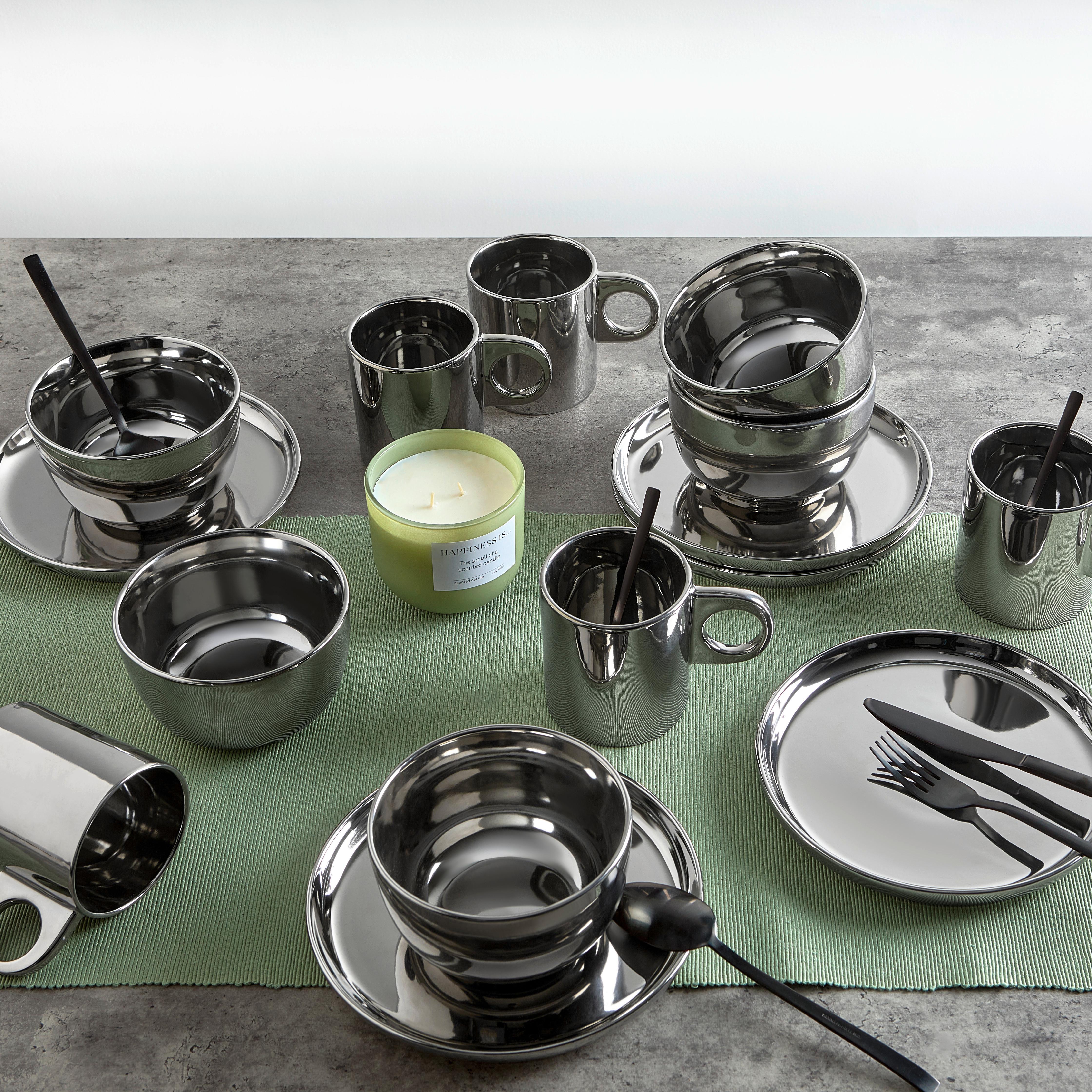 Hrnček na kávu 0,4 L - strieborná, Modern, keramika (14/9/10cm) - Mömax