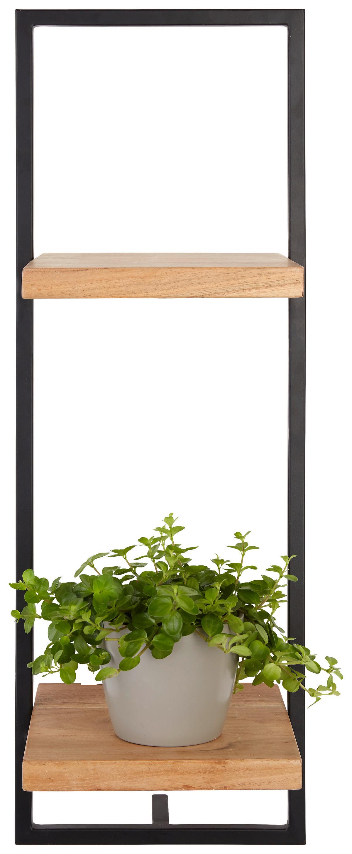 NÁSTENNÝ REGÁL ALIA -SB- - čierna/farba akácie, Modern, kov/drevo (25/75/25cm) - Mömax