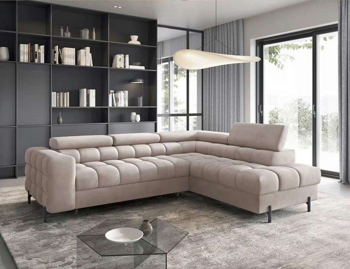 Ecksofa Ferucce Beige S: 276x200 Cm - Beige/Schwarz, Design, Textil (276/200cm) - MID.YOU