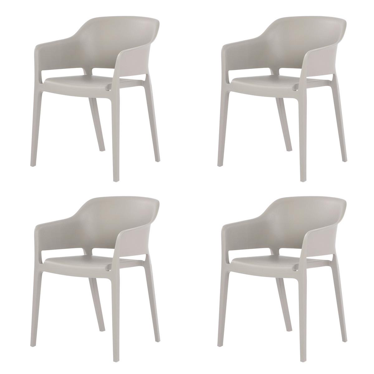 Gartenstuhl-Set 4x Giethoorn – Stuhl Hellgrau - Hellgrau, Basics, Kunststoff (77,5/54,5/55cm) - Gardenson