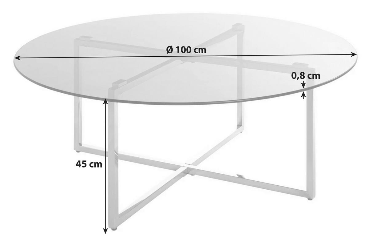 Couchtisch Rund Mit Glasplatte Edelstahlfarben - Edelstahlfarben/Grau, Basics, Glas/Metall (100/45cm)