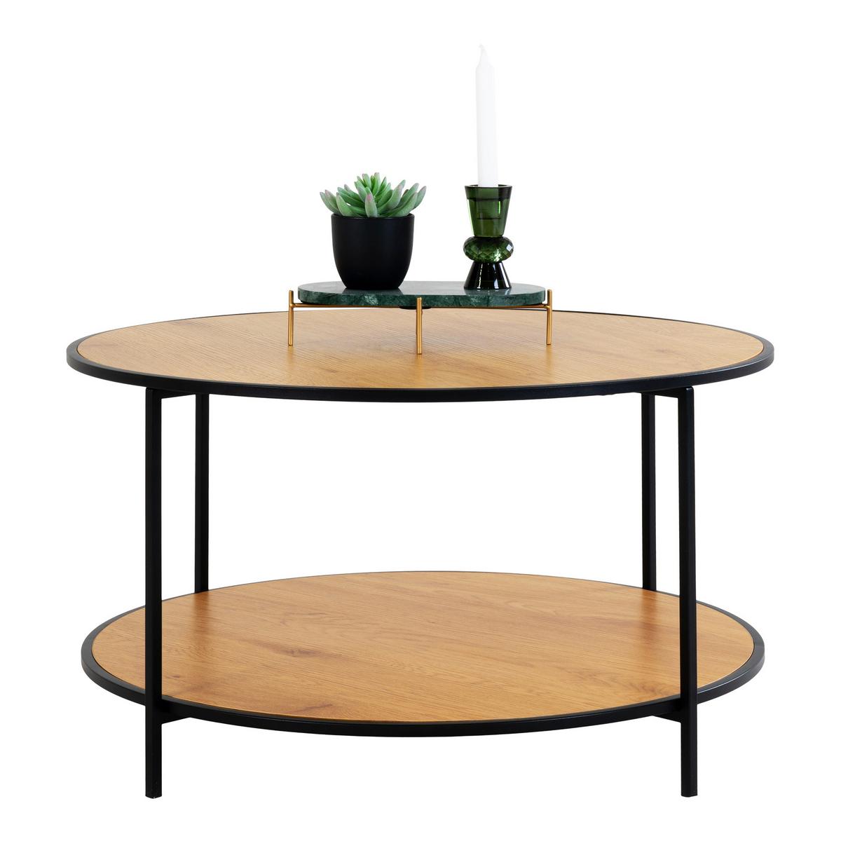 Couchtisch Vita Eichefarben B: 80cm - Eichefarben/Schwarz, Design, Holzwerkstoff/Metall (80/80/45cm) - MID.YOU