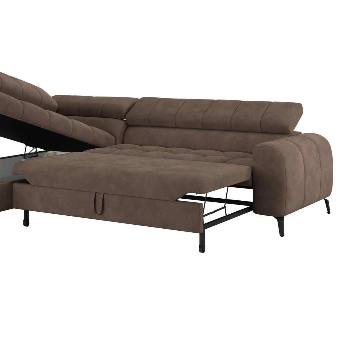 Ecksofa Volf Links New Braun, S: 203x261 Cm - Schwarz/Braun, Trend, Kunststoff/Textil (203/261cm)