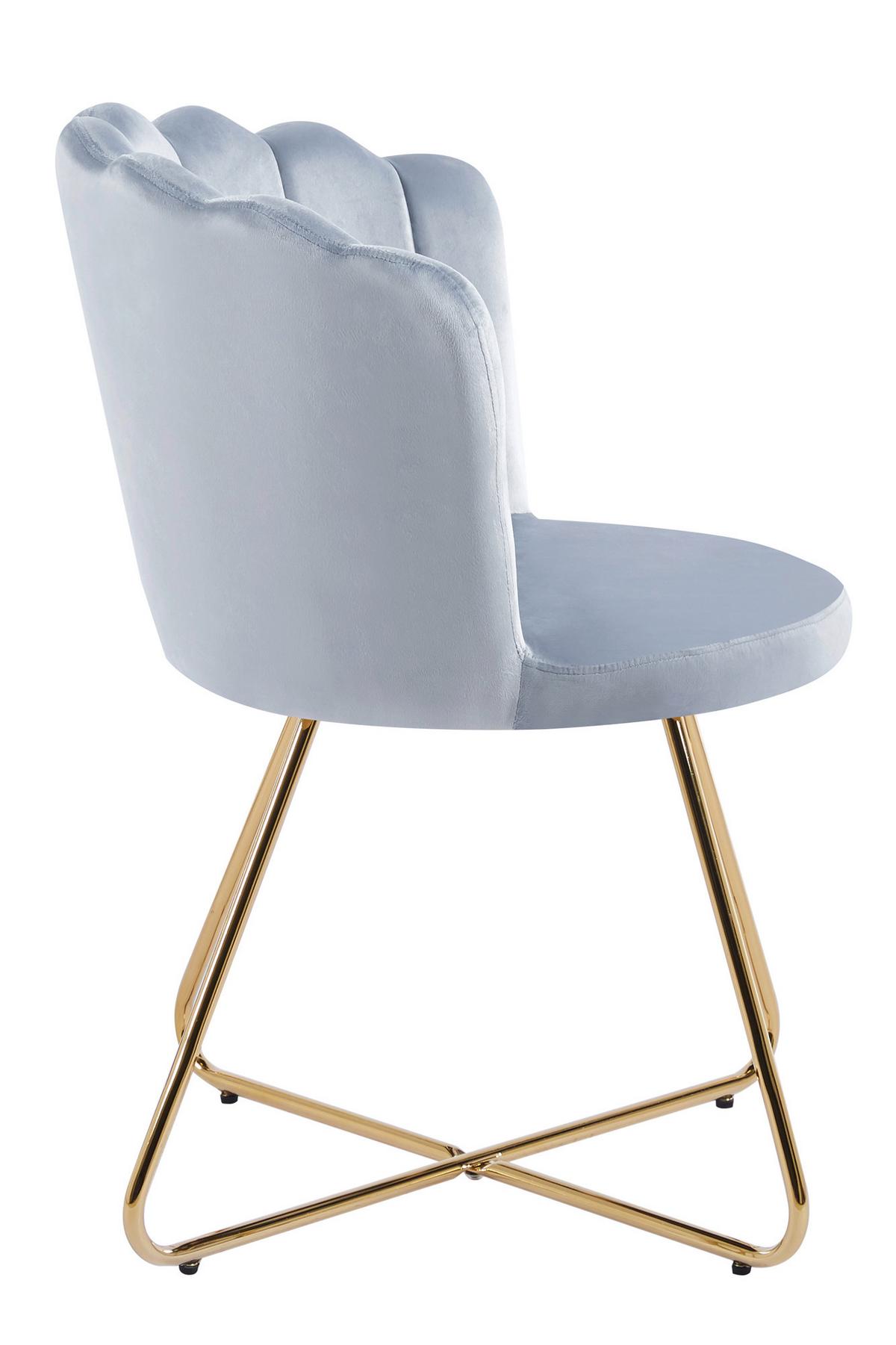 Stuhl-Set Hellgrau B: 69,5 cm - Goldfarben/Hellgrau, MODERN, Textil/Metall (69,5/85/66cm) - Livetastic