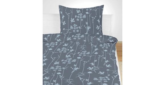 Satin Bettwäsche 140x200 Cm Sigrid Blau Blume - Blau, ROMANTIK / LANDHAUS, Textil - James Wood
