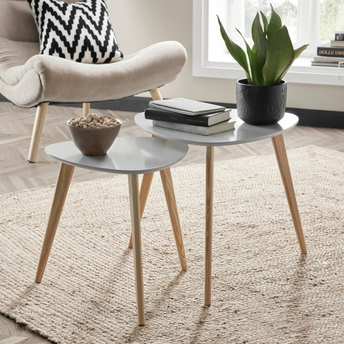SADA STOLKŮ CHRIS -SB- - světle šedá/přírodní barvy, Moderní, dřevo/kompozitní dřevo (40-48/40-45/40-48cm) - Mömax