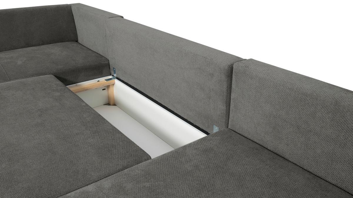 Wohnlandschaft Veronice Graphitfarben B: 313 cm - Blau/Schwarz, Trend, Textil (171/313/141cm)