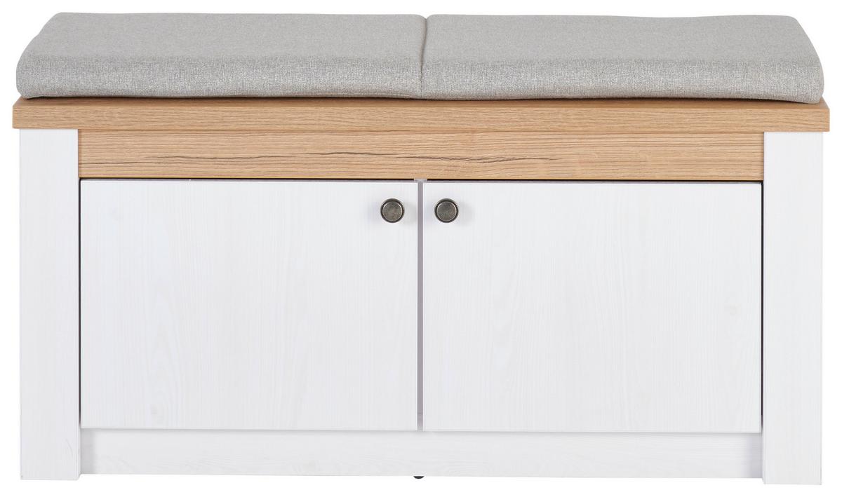 Sitzbank Rovigio Weiß, Eiche-/ Lärchefarben Dekor B: 97 cm - Eichefarben/Lärchefarben, Basics, Holzwerkstoff (97/45,5/42,5cm) - Landscape