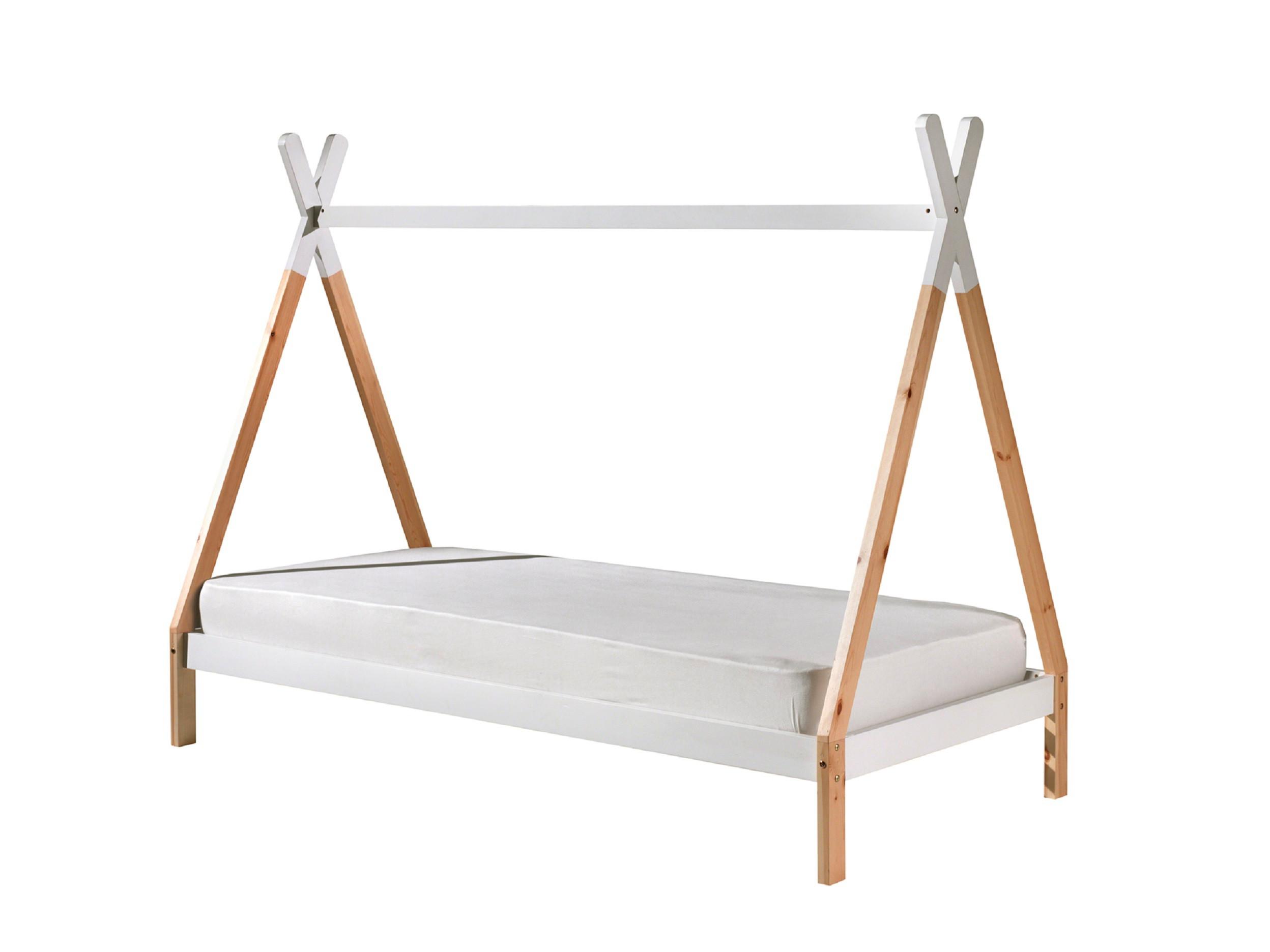 Hausbett Tipi Weiß Lackiert 90x200cm - Weiß/Kieferfarben, MODERN, Holz/Holzwerkstoff (90/200cm) - MID.YOU