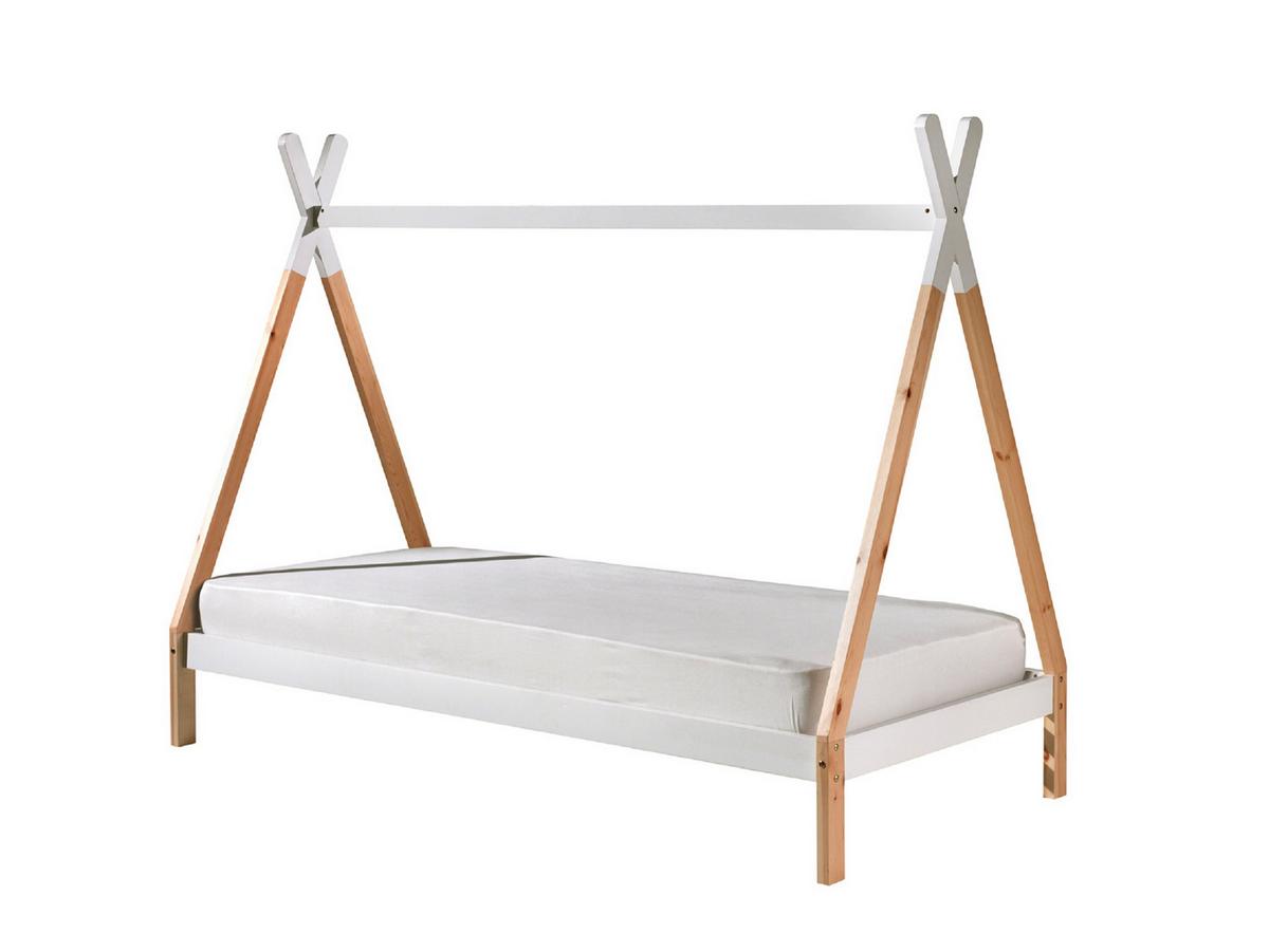 Hausbett Tipi Weiß Lackiert 90x200cm - Weiß/Kieferfarben, MODERN, Holz/Holzwerkstoff (90/200cm) - MID.YOU