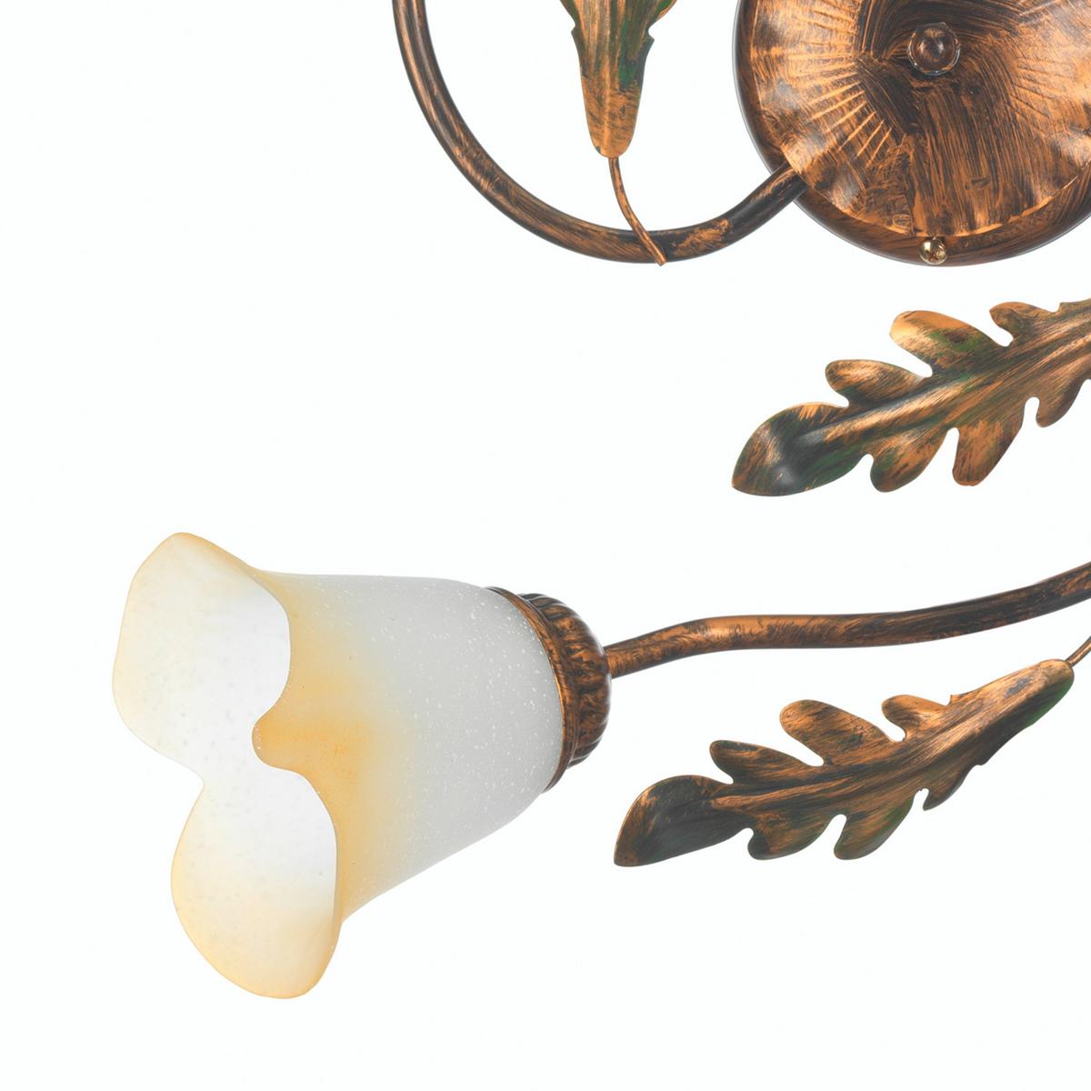 Deckenleuchte 4470/Pl3 - Bronzefarben/Olivgrün, Natur, Glas/Metall (50/50/20cm)