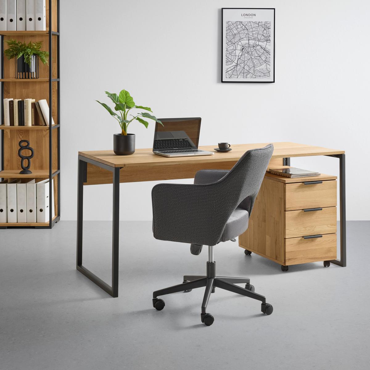 Otočná židle VALLETTA - černá/antracitová, Konvenční, kov/textil (63/82-88/61cm) - Premium Living