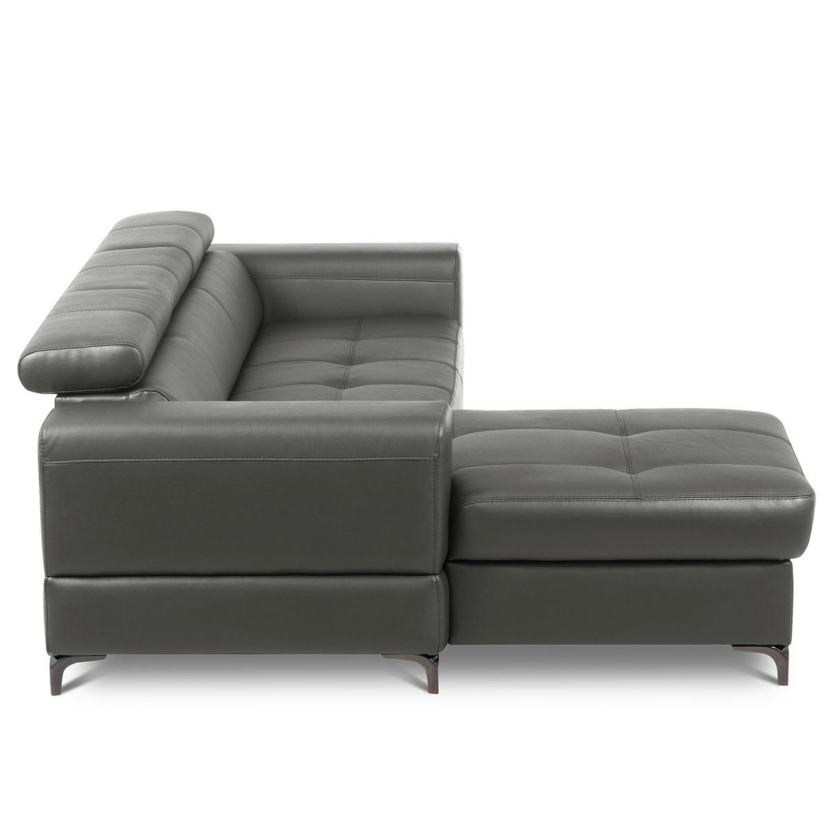 Ecksofa Torino Teilleder Anthrazit 173x247 - Anthrazit/Schwarz, Design, Leder/Textil (173/247cm) - Livetastic