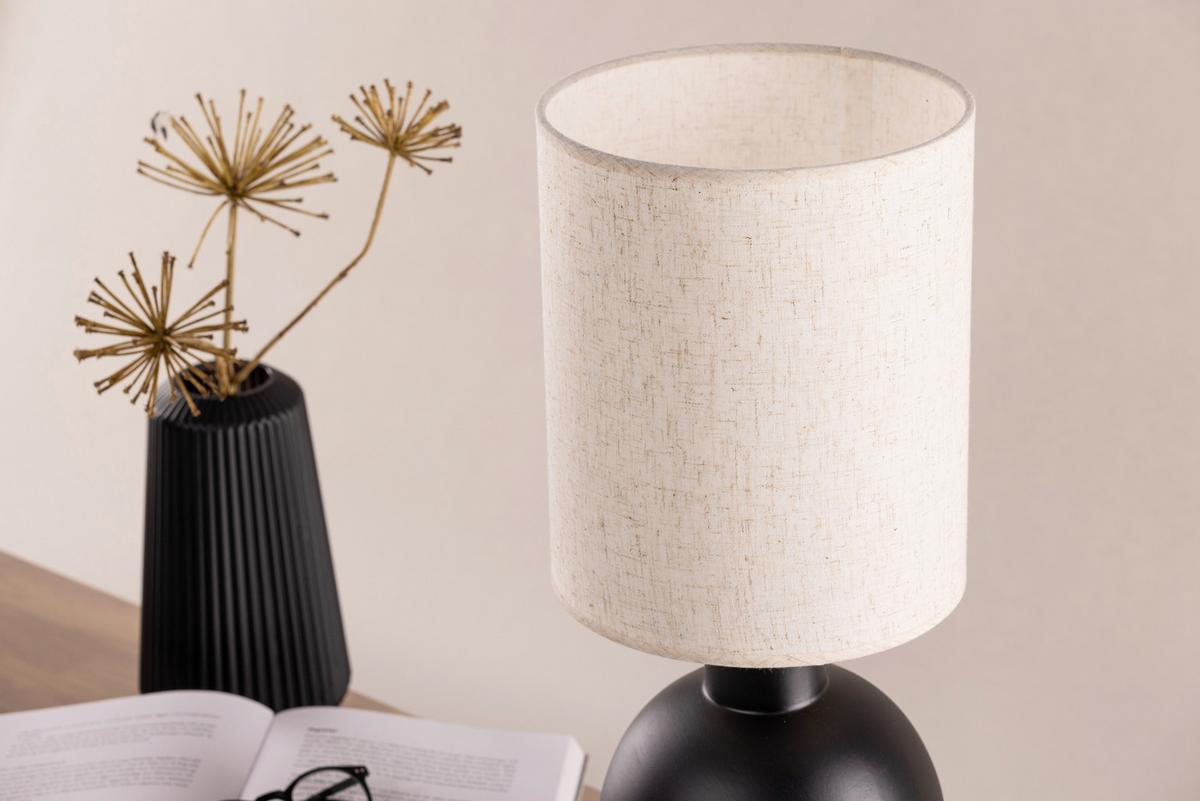 Tischleuchte Mysterna - Beige/Schwarz, Basics, Textil/Stein (21/55/21cm) - P & B