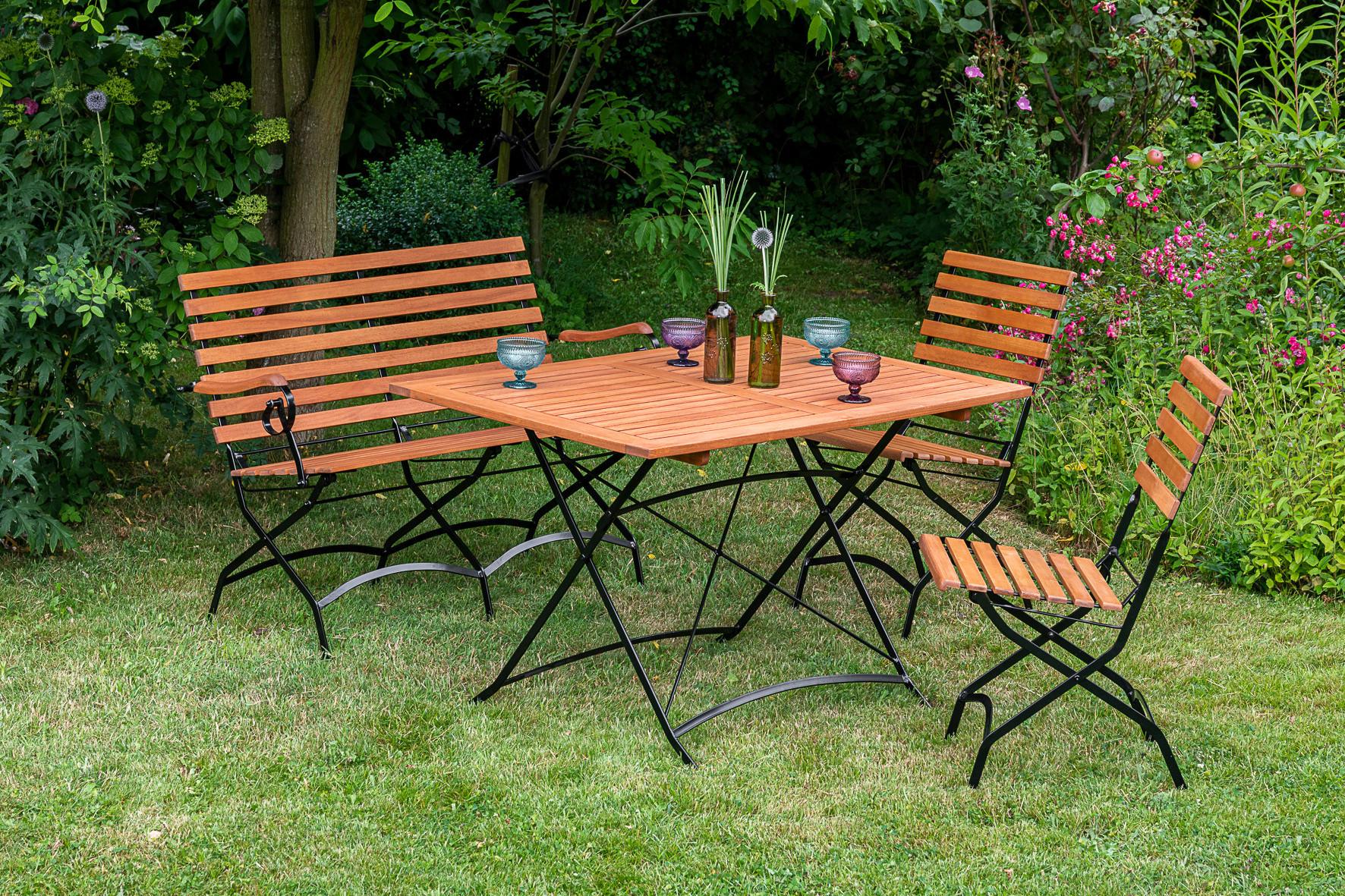 Gartenbank Schlossgarten 2-Sitzer - Naturfarben, ROMANTIK / LANDHAUS, Holz/Metall (125/58/85cm) - Gardenson